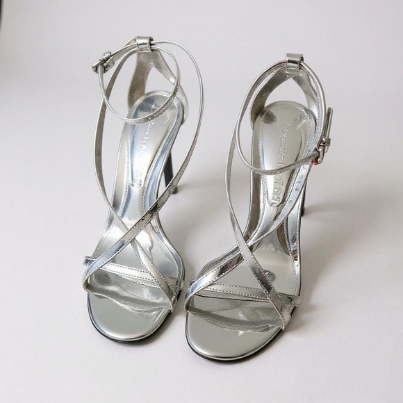 Alexander McQueen Shimmering Silver Strappy Heels 
Size 8.5 (US) or 38.5 (EU) - Picture 1 of 5